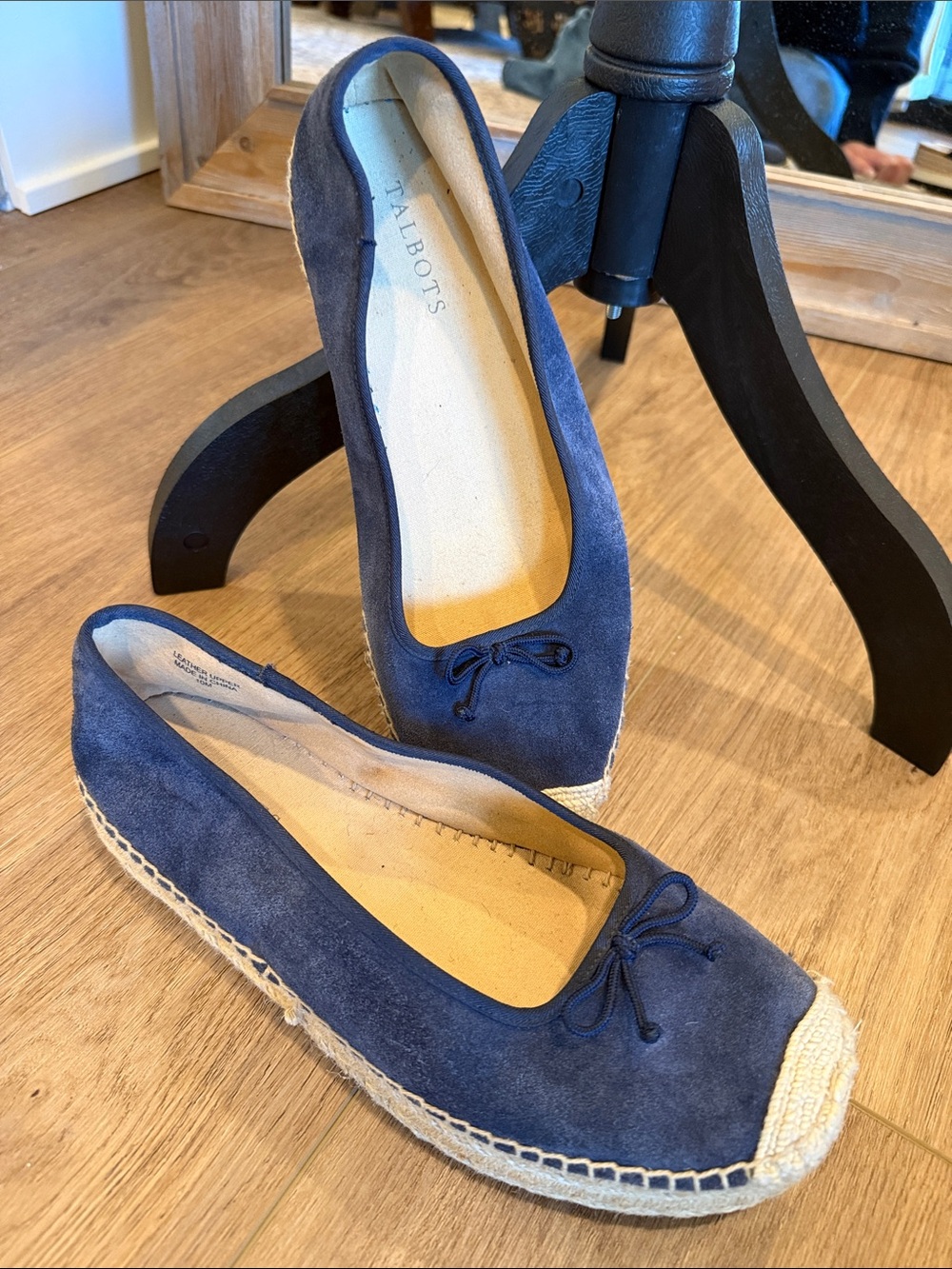 Talbots Navy Suede Espadrille Flats with Bow